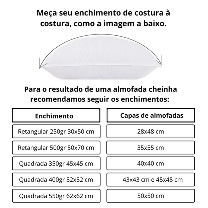 1 Refil Enchimento para Almofada com 400g Fibra de Silicone - Quadrada 52x52cm