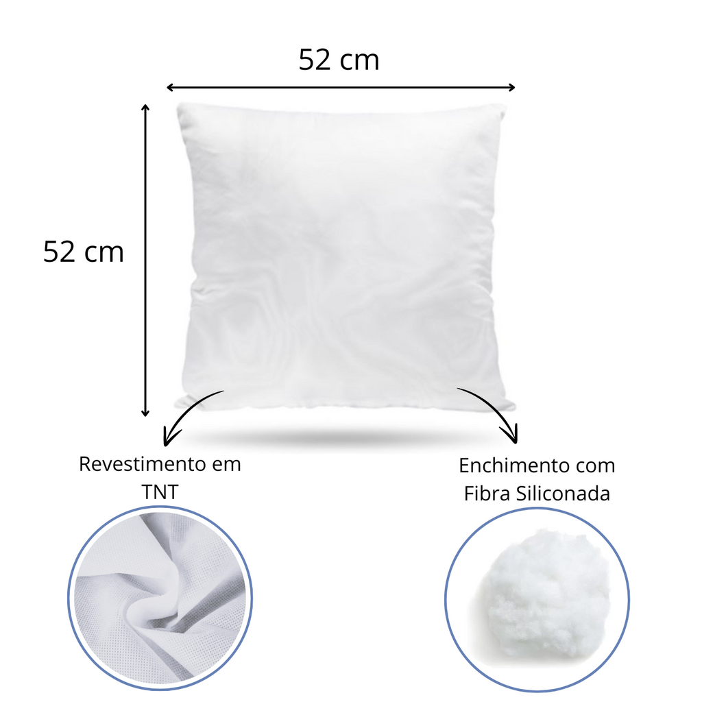 1 Refil Enchimento para Almofada com 500g Fibra de Silicone - Quadrada 52x52cm