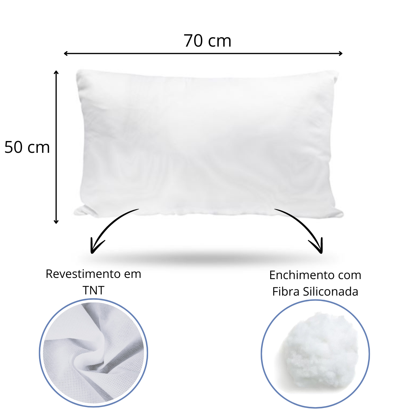 1 Refil Enchimento para Almofada com 500g Fibra de Silicone - Quebra Rim 50x70cm
