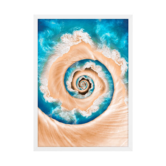 Quadro Mar em Espiral com Vidro Moldura Branca - Médio 50x70cm