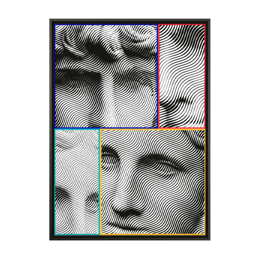 Quadro Escultura Grega com Vidro Moldura 3D Preta - Médio 50x70cm