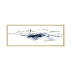 Quadro Barco no Mar sem Vidro Moldura Amadeirada - Médio 94x34cm