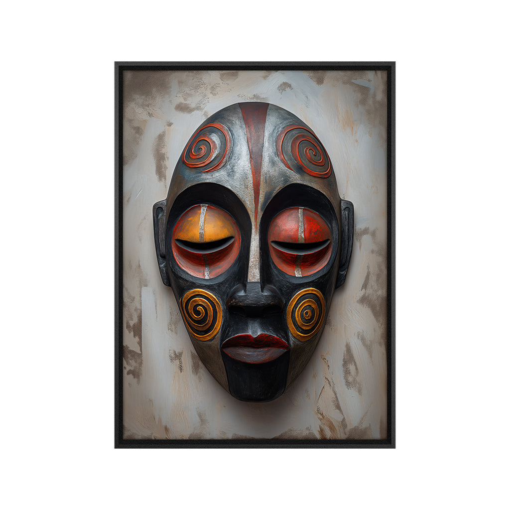 Quadro Máscara Africana sem Vidro  Moldura 3D Preta - Grande 80x120cm