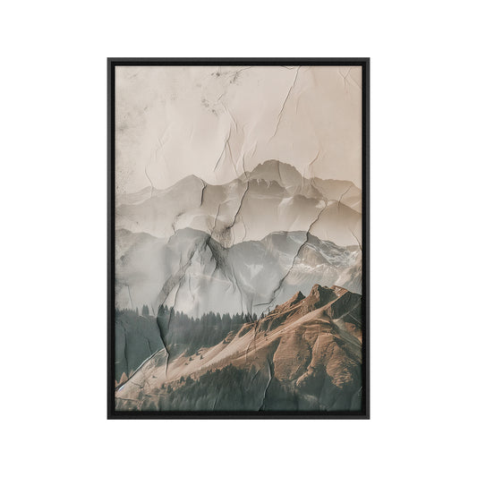 Quadro 3D Montanhas com Vidro Moldura 3D Preta - Grande 80x120cm