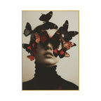 Quadro Mulher e Borboletas sem Vidro Moldura Amadeirada - Grande 80x120cm