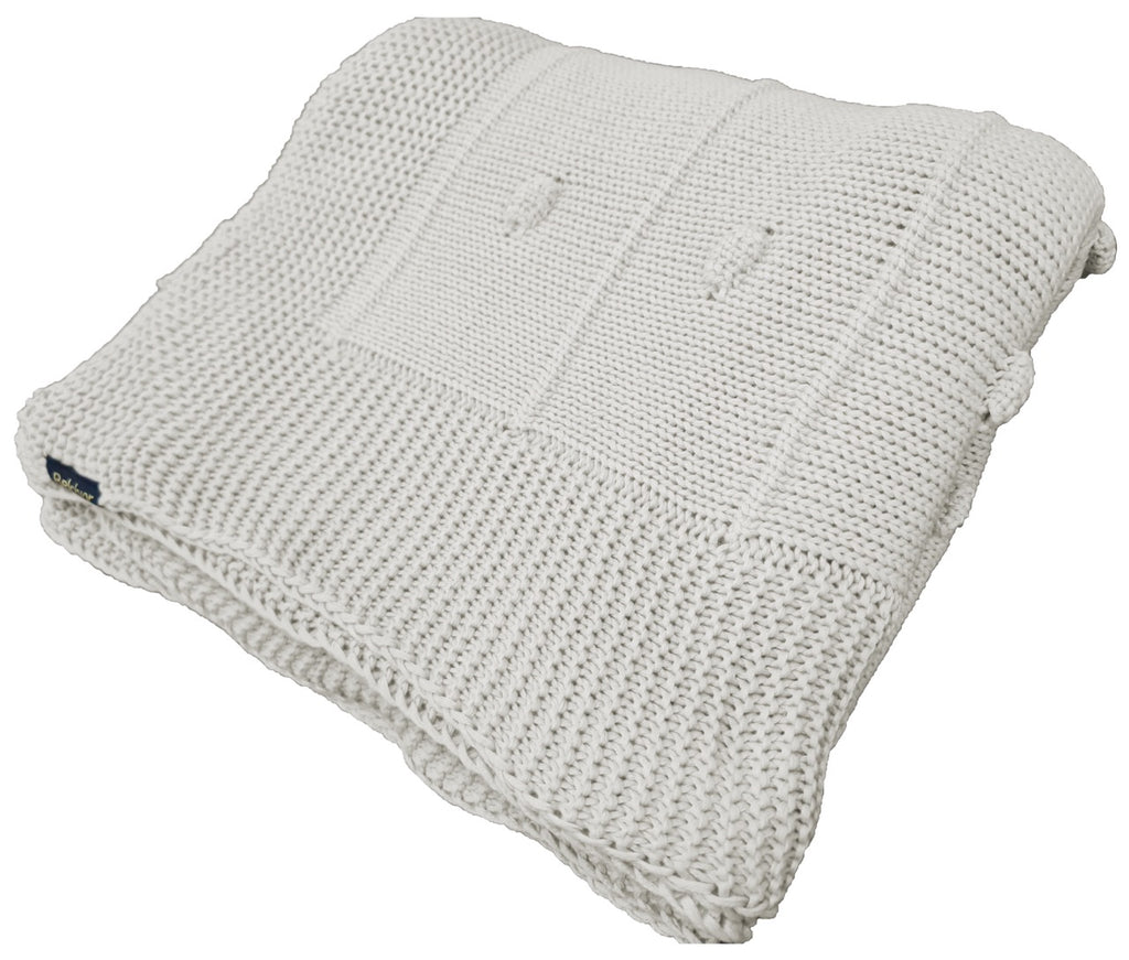 Peseira Tricot para Cama Bege Natural 90x240cm Bolinha