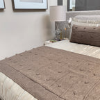 Peseira Tricot para Cama Bege Capuccino 90x240cm Bolinha