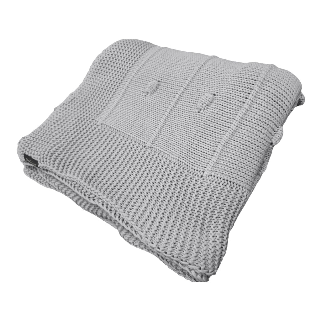 Peseira Tricot para Cama Cinza Névoa 90x240cm Bolinha