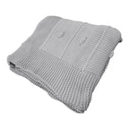 Peseira Tricot para Cama Cinza Névoa 90x240cm Bolinha