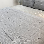 Peseira Tricot para Cama Cinza Névoa 90x240cm Bolinha