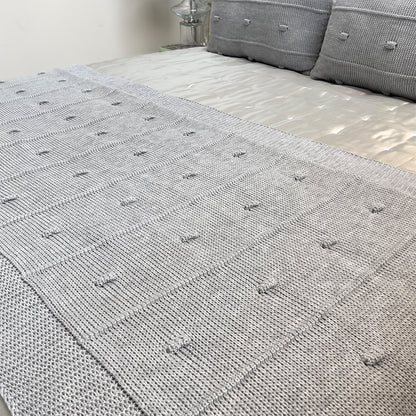 Peseira de Tricot para Cama Cinza Névoa 90x240cm Bola