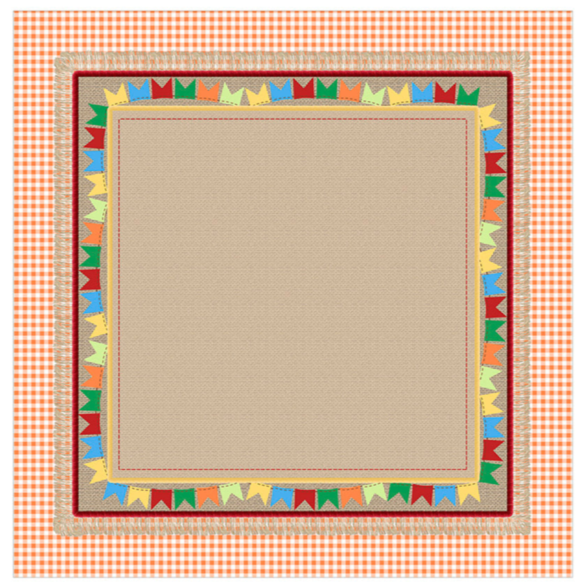 Toalha de Mesa Quadrada São João Xadrez c/ Bandeirolas - 4 Lugares