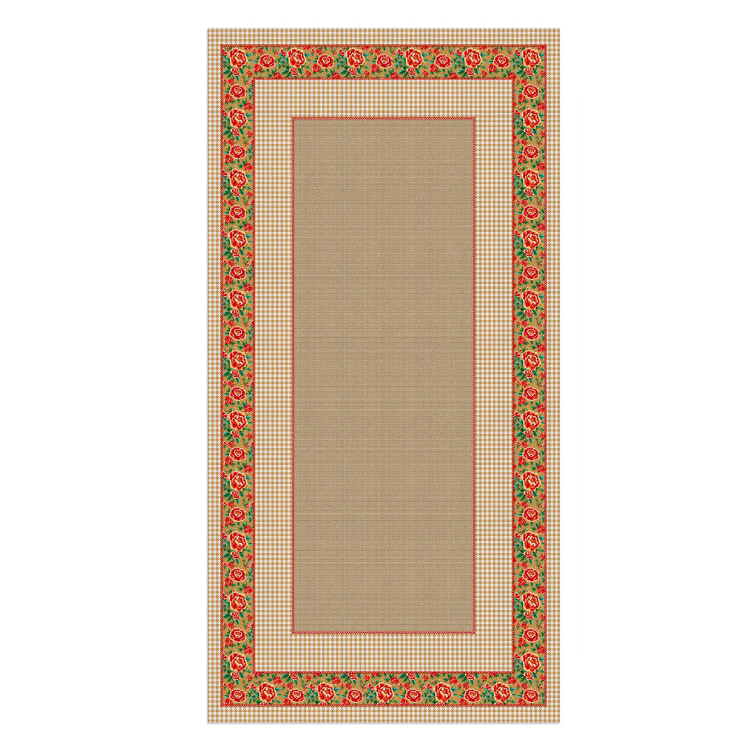 Toalha de Mesa Retangular São João Xadrez c/ Rosas - 8 Lugares