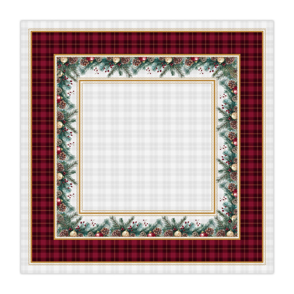 Toalha de Mesa Natalina Quadrada Xadrez Vermelha 4 Lugares 140x140