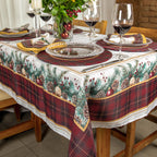 Toalha de Mesa Natalina Quadrada Xadrez Vermelha 4 Lugares 140x140