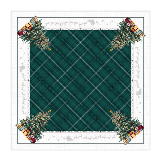 Toalha de Mesa Quadrada Presentes na Árvore de Natal 4 Lugares 140x140