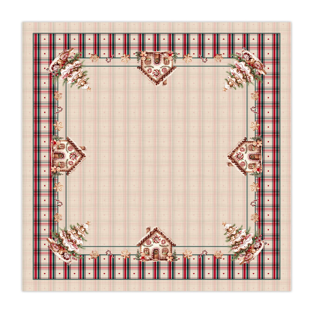 Toalha de Mesa Quadrada Biscoitos Natalinos 4 Lugares 140x140