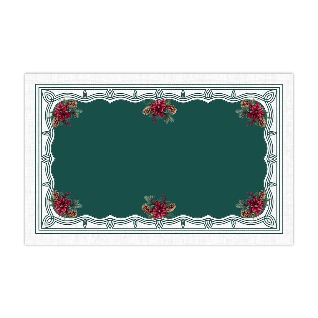 Toalha de Mesa Retangular Flor de Natal e Pinhas 6 Lugares 140x220