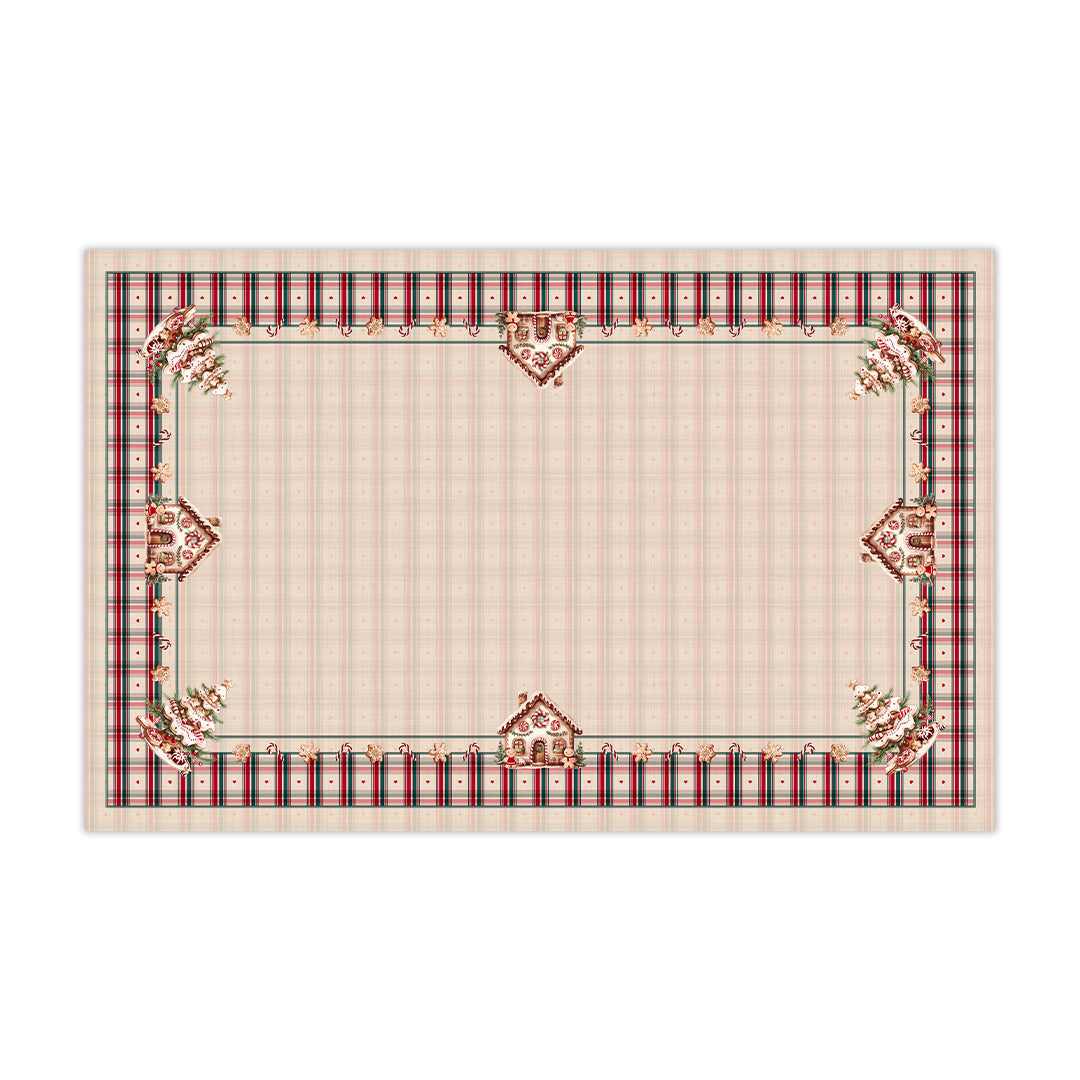 Toalha de Mesa Retangular Biscoitos Natalinos 6 Lugares 1,40x2,20m