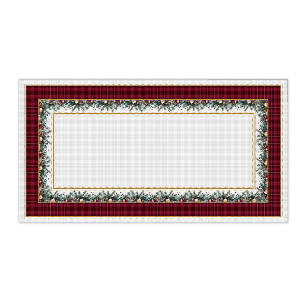Toalha de Mesa Natalina Retangular Xadrez Vermelha 8 Lugares 140x270