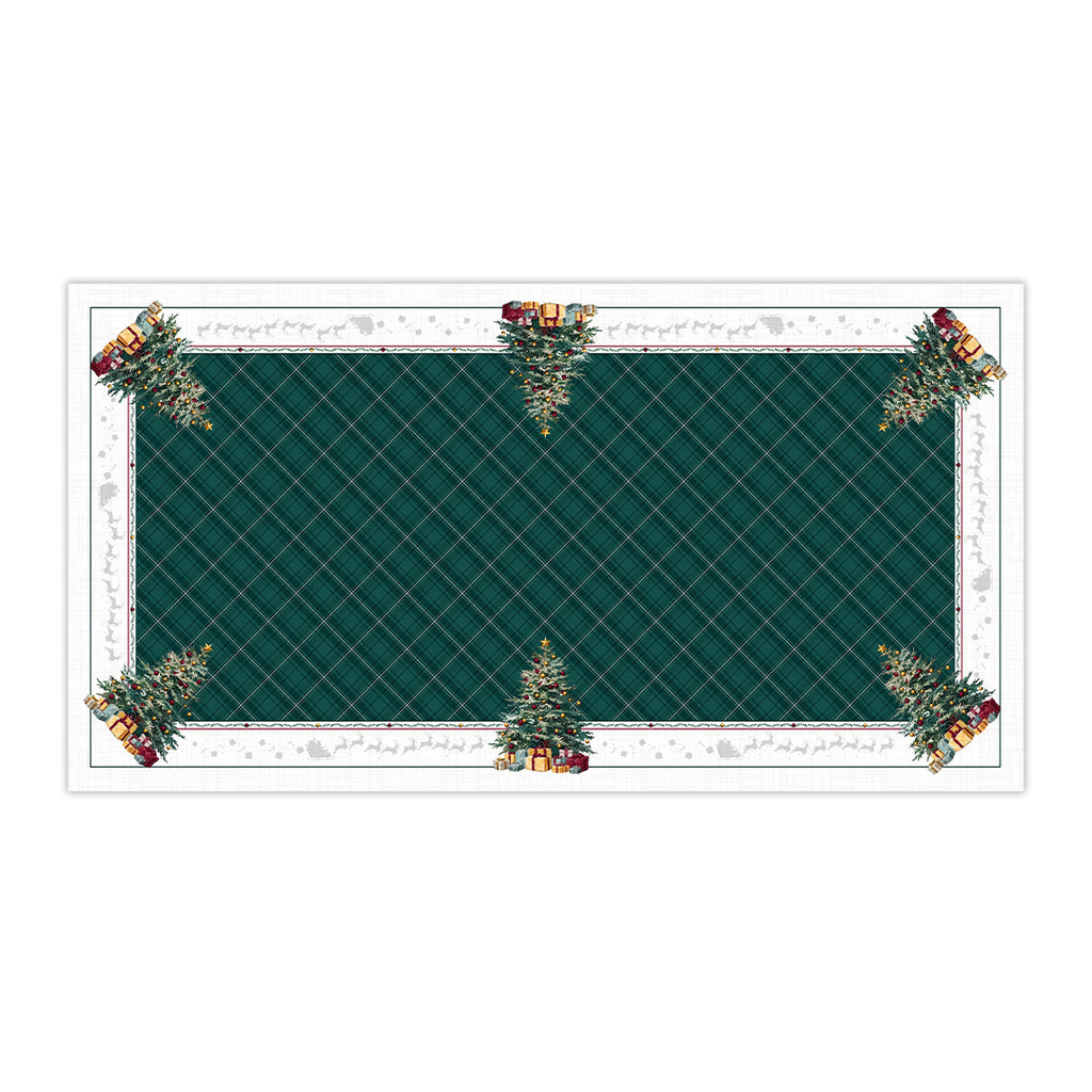 Toalha de Mesa Retangular Presentes na Árvore de Natal 8 Lugares 140x270