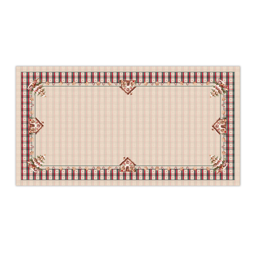 Toalha de Mesa Retangular Biscoitos Natalinos 8 Lugares 140x270