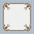 Toalha de Mesa Quadrada Coelho Páscoa Xadrez Azul 4 Lugares 140x140