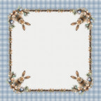 Toalha de Mesa Quadrada Coelho Páscoa Xadrez Azul 4 Lugares 140x140