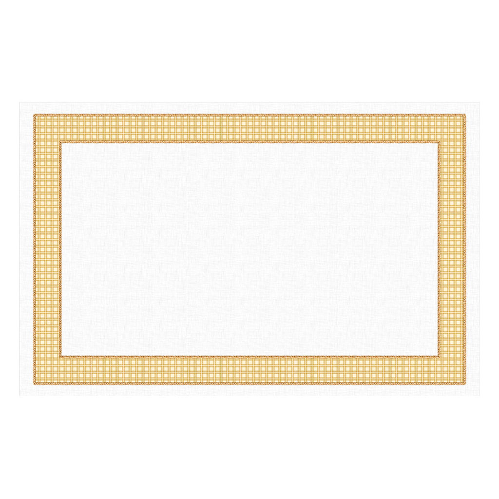 Toalha de Mesa Retangular Xadrez Amarelo Trançado 6 Lugares 140x220