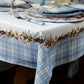 Toalha de Mesa Retangular Ramos Flores Xadrez Azul 6 Lugares 140x220