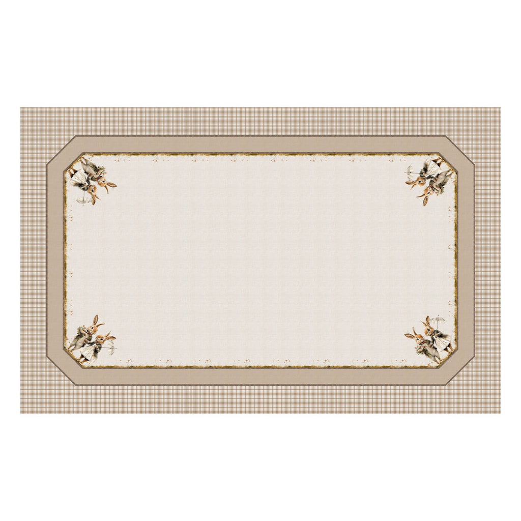 Toalha de Mesa Retangular Casal de Coelhos Páscoa 6 Lugares 140x220