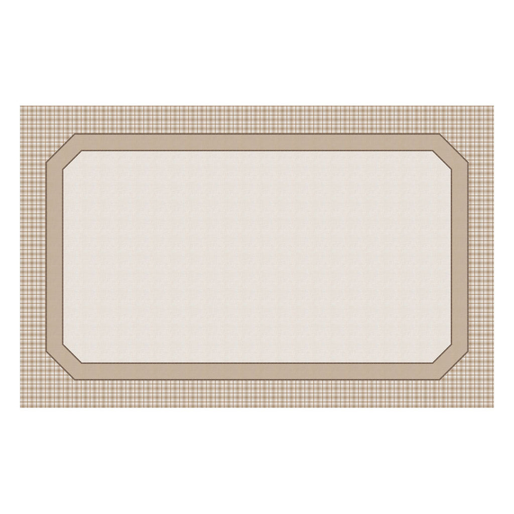 Toalha de Mesa Retangular Clássica Xadrez Bege 6 Lugares 140x220