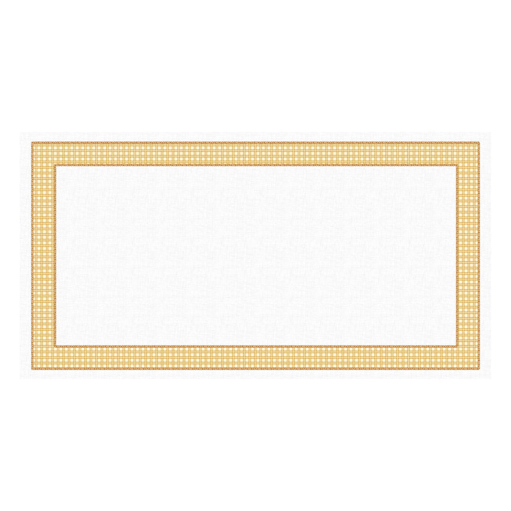 Toalha de Mesa Retangular Xadrez Amarelo Trançado 8 Lugares 140x270