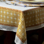 Toalha de Mesa Retangular Xadrez Amarelo Trançado 8 Lugares 140x270