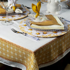 Toalha de Mesa Retangular Xadrez Amarelo Trançado 8 Lugares 140x270