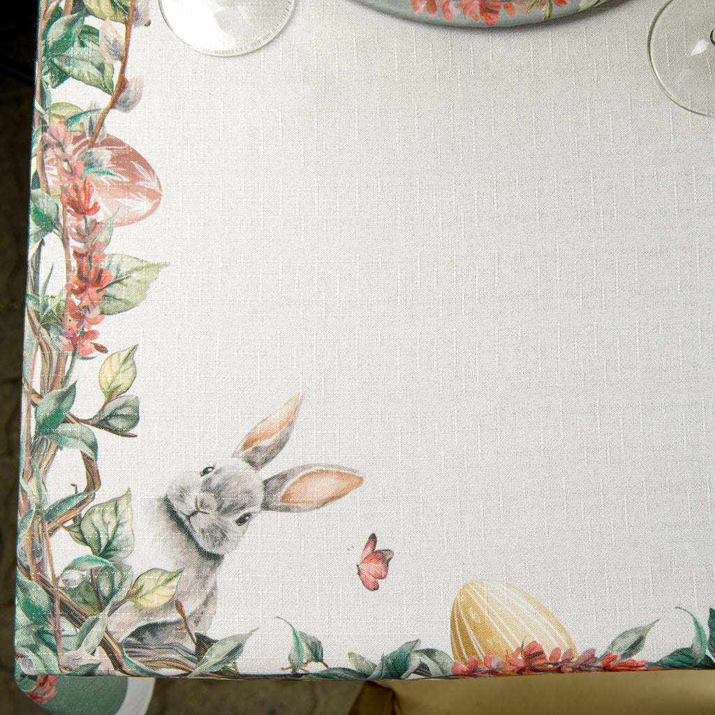 Toalha de Mesa Retangular Coelhos o Ovos de Páscoa 8 Lugares 140x270