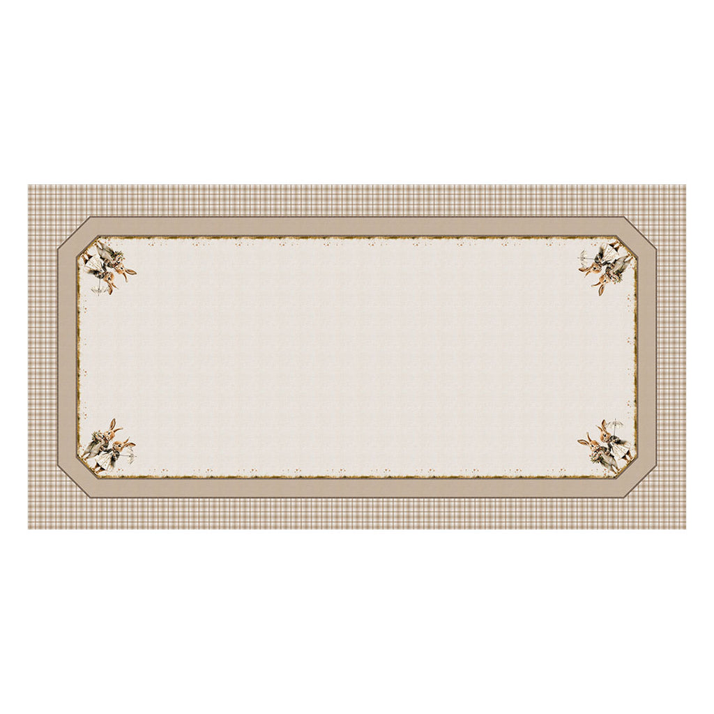 Toalha de Mesa Retangular Casal de Coelhos Páscoa 8 Lugares 140x270