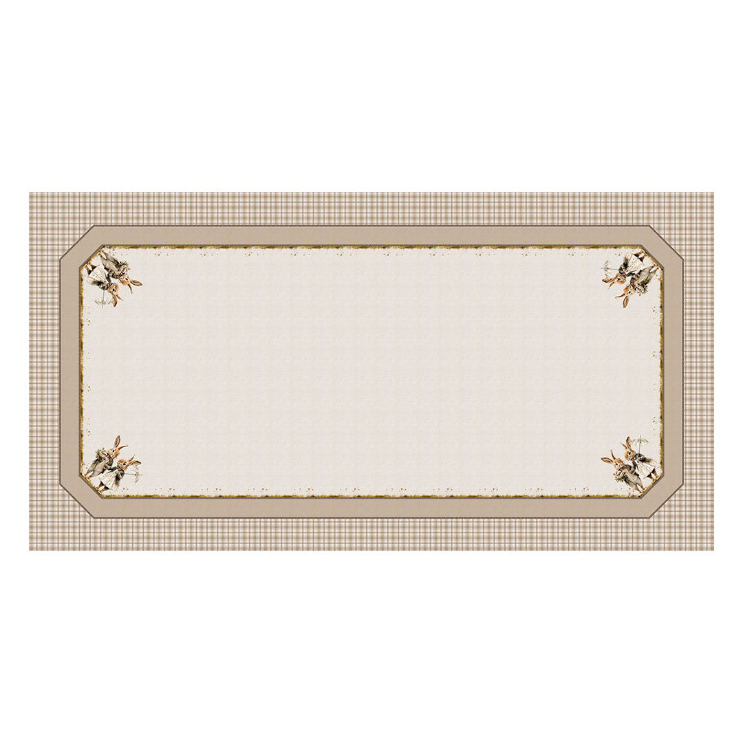 Toalha de Mesa Retangular Casal de Coelhos Páscoa 8 Lugares 140x270