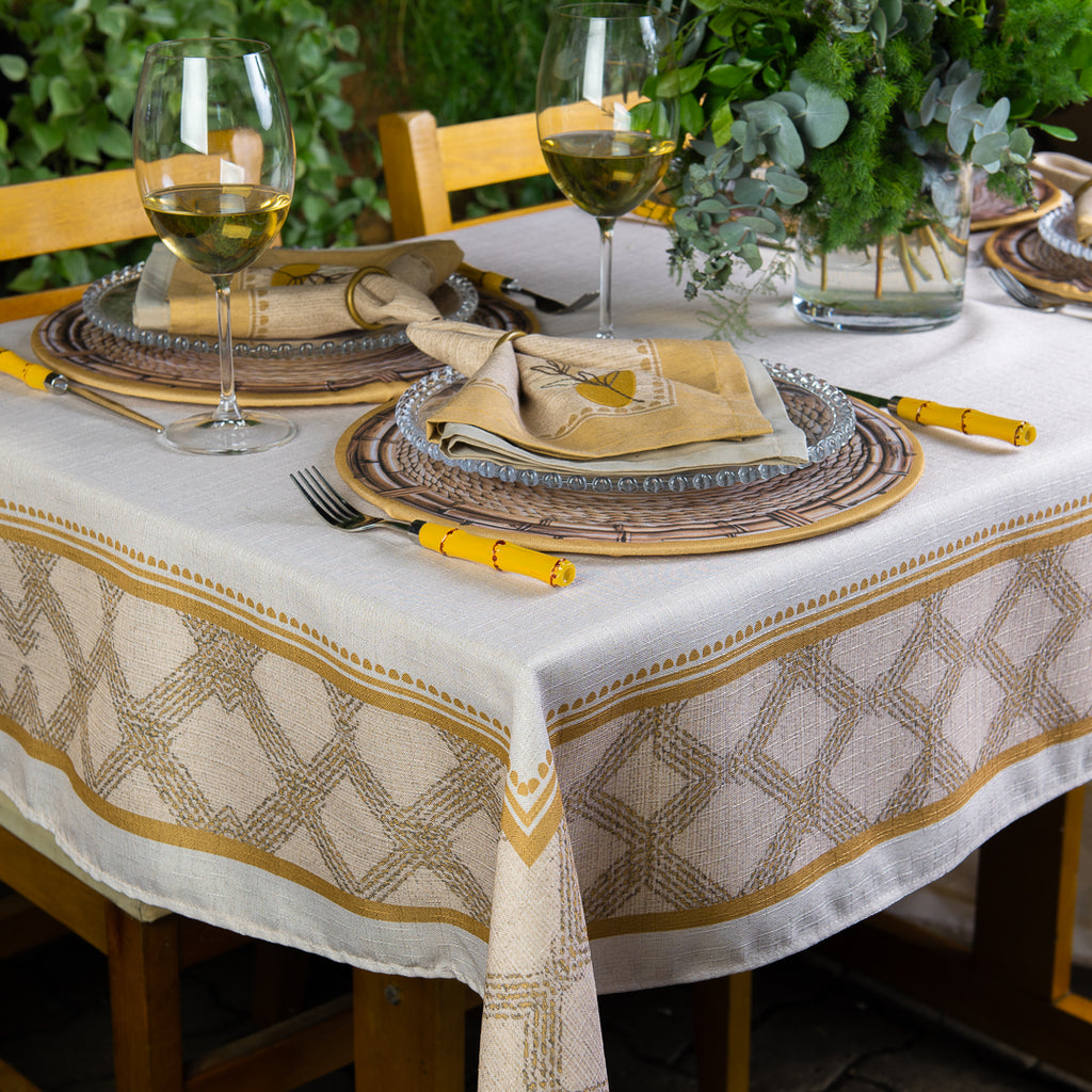 Toalha de Mesa Retangular Rustic Ambar 6 Lugares 140x220