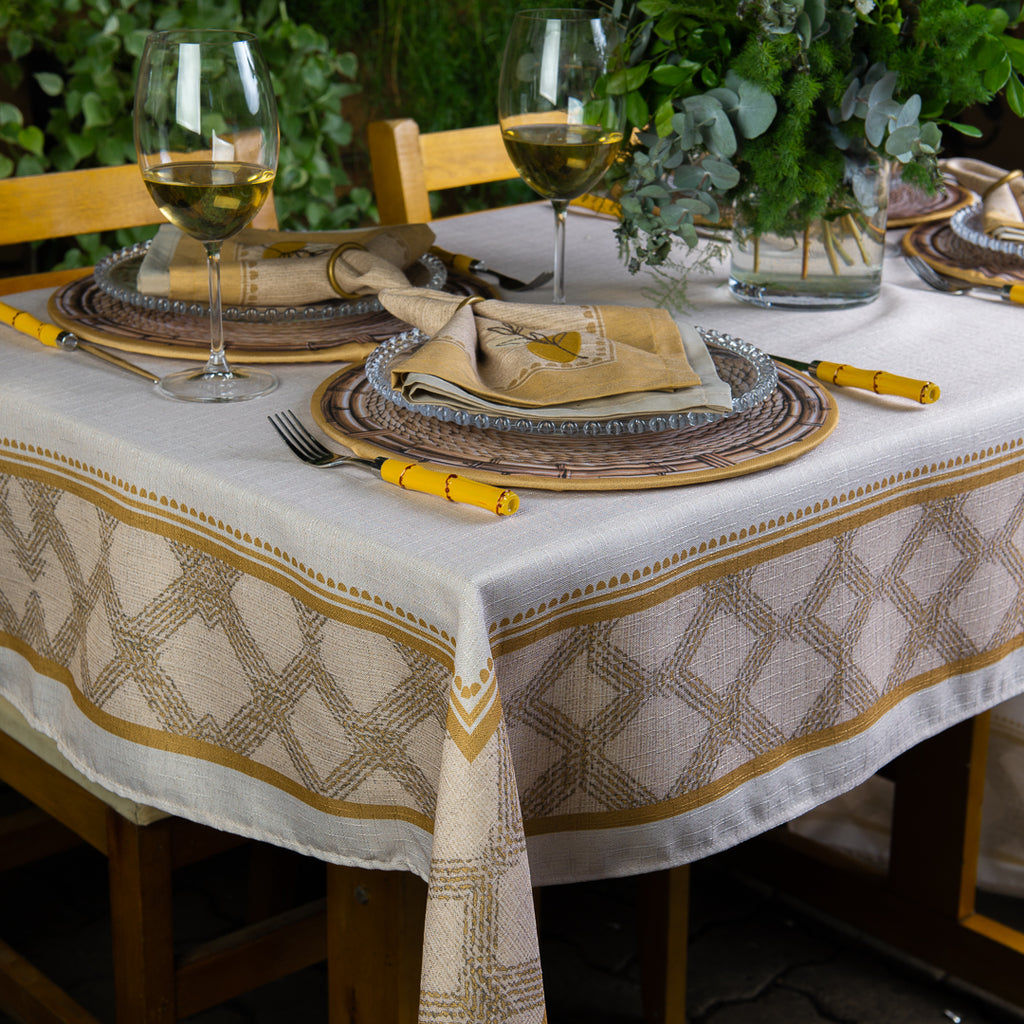 Toalha de Mesa Retangular Rustic Ambar 6 Lugares 140x220