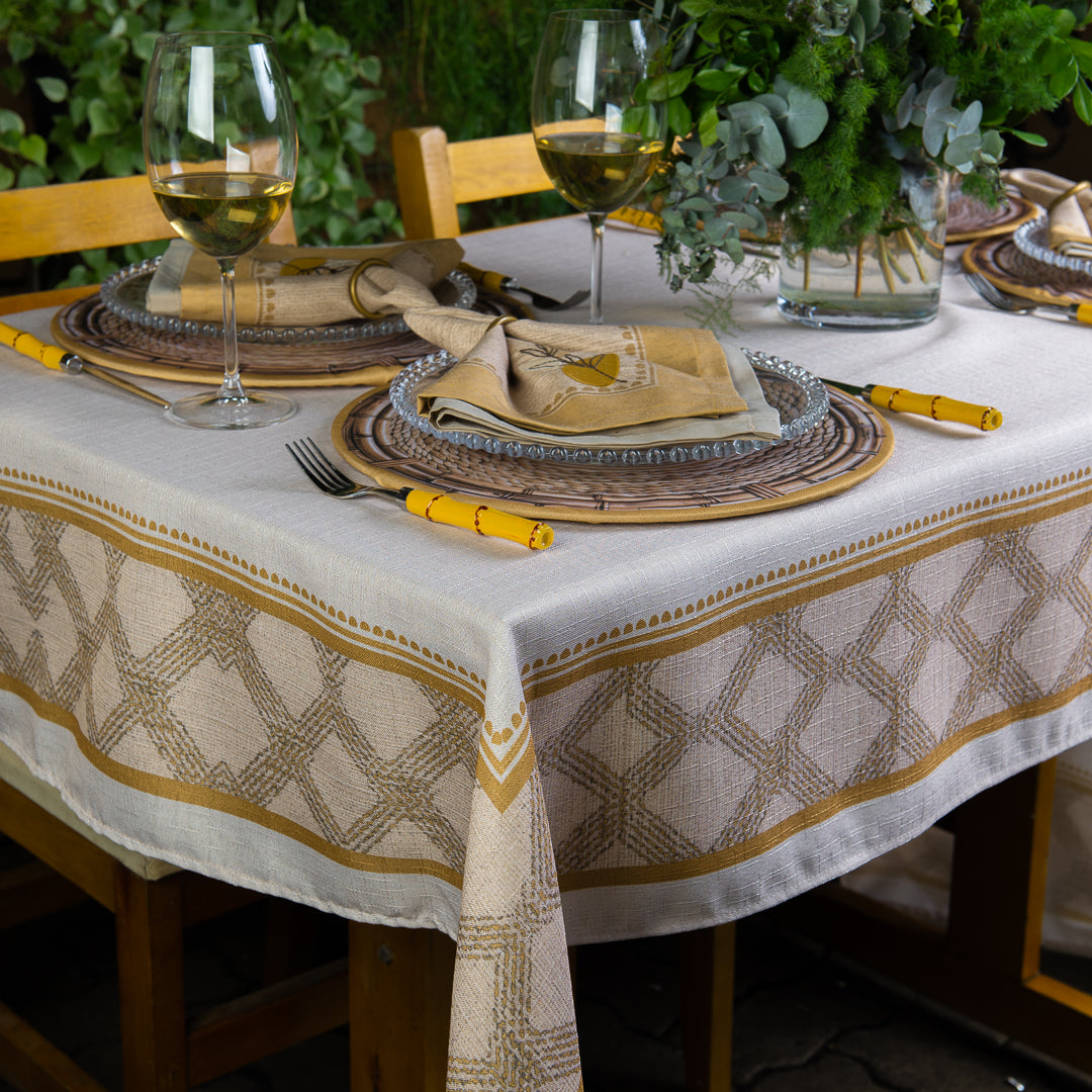 Toalha de Mesa Retangular Rustic Ambar 6 Lugares 140x220