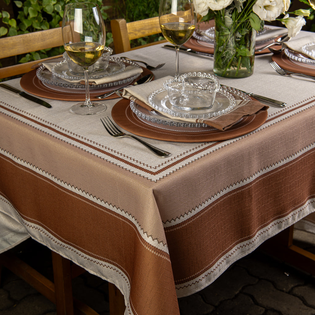 Toalha de Mesa Retangular Terracota 6 Lugares 140x220