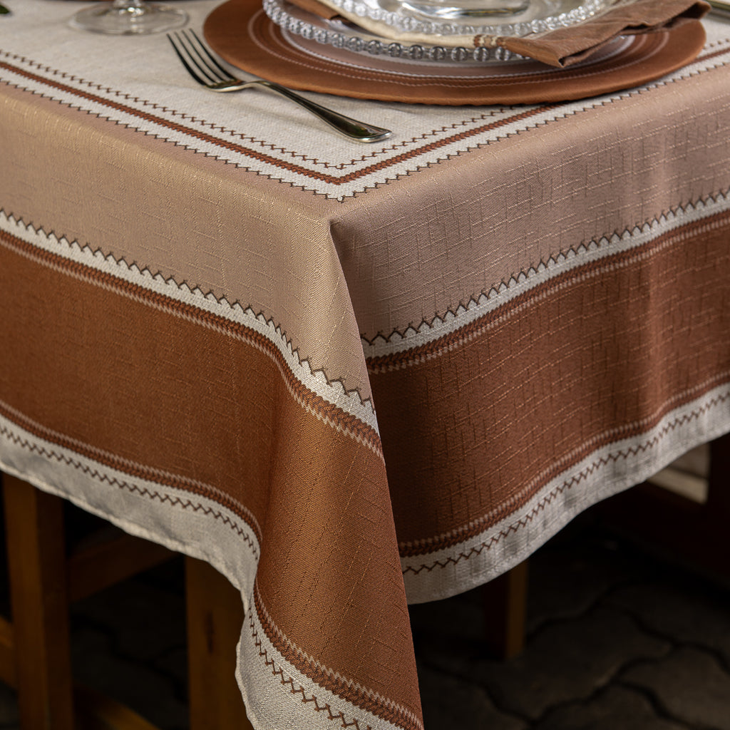 Toalha de Mesa Retangular Terracota 6 Lugares 140x220