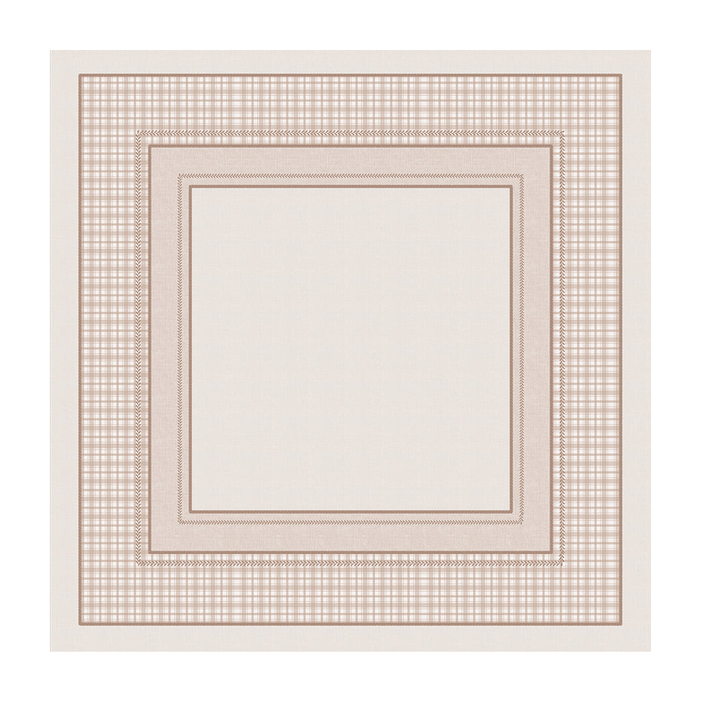 Toalha de Mesa Quadrada Xadrez Bege 4 Lugares 140x140