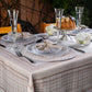 Toalha de Mesa Retangular Xadrez Bege 6 Lugares 140x220