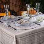 Toalha de Mesa Retangular Xadrez Bege 8 Lugares 140x270
