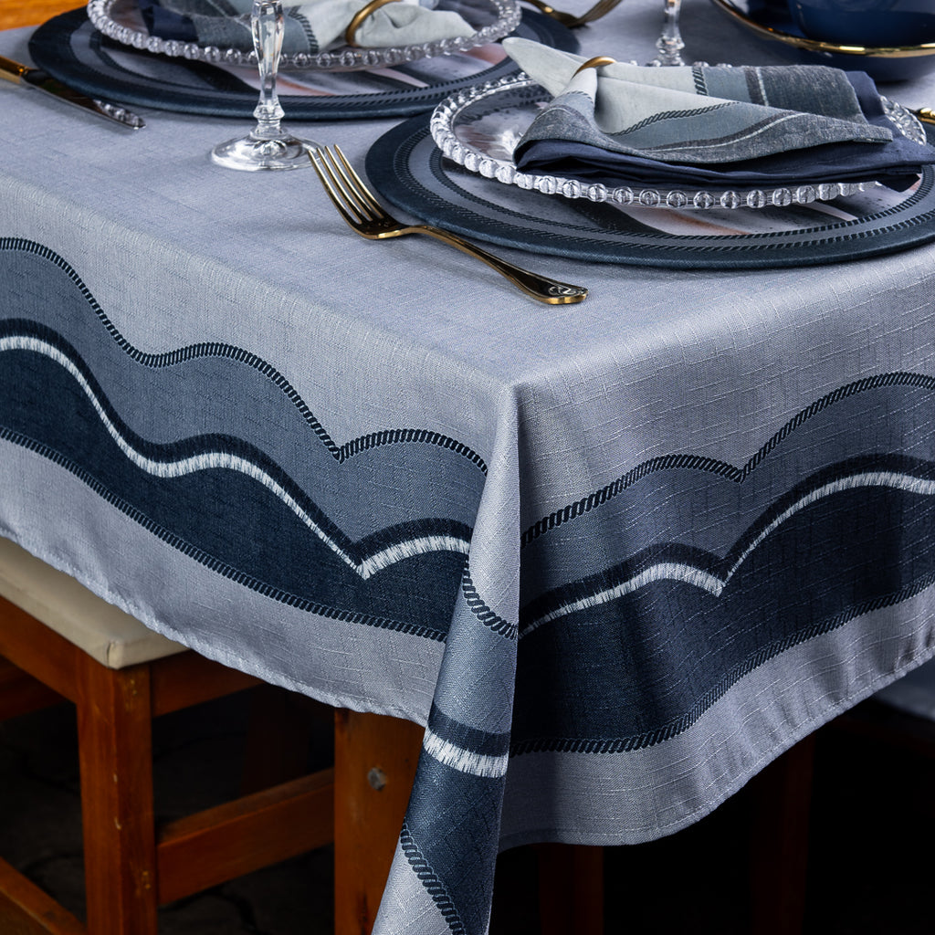 Toalha de Mesa Retangular Blue Waves 6 Lugares 140x220