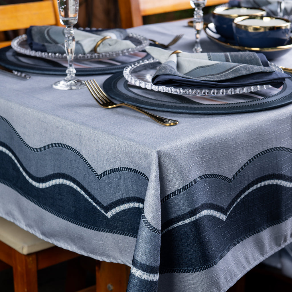 Toalha de Mesa Retangular Blue Waves 6 Lugares 140x220