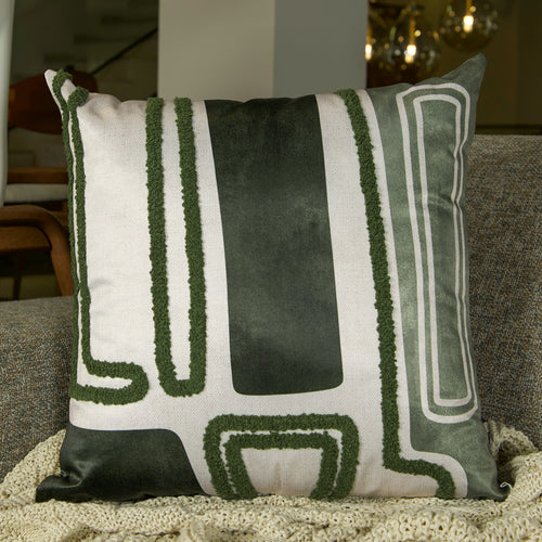 Capa Almofada Acetinada Verde Bordada com Fio Boucle Silk Home 50x50cm