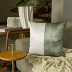 Capa Almofada Acetinada Verde e Branca Silk Home 50x50cm